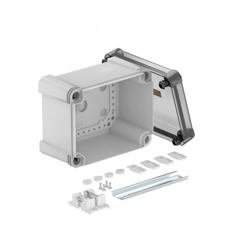 Caixa vazia X 10 com calha DIN 177x137x110 |  | IP67 | cinzento/transparente