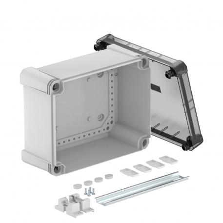 Caixa vazia X 16 com calha DIN 227x177x110 |  | IP67 | cinzento/transparente