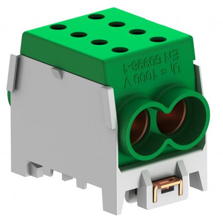 Borne de derivação do cabo principal, 1 polos aparafusar | cinzento / verde