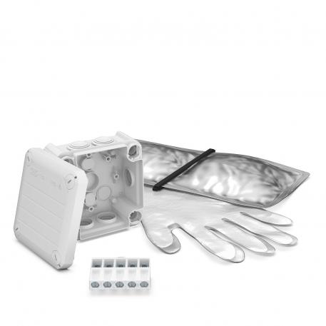 Caixa de derivação T 60, bucim cónico, régua de bornes. resina fundida