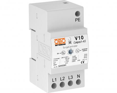 Descarregador de sobretensões V10 Compact com sinalização acústica 255 V 3+N/PE | 255 | IP20