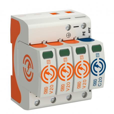 Descarregador de sobretensões V20, 3 polos + NPE 385 V