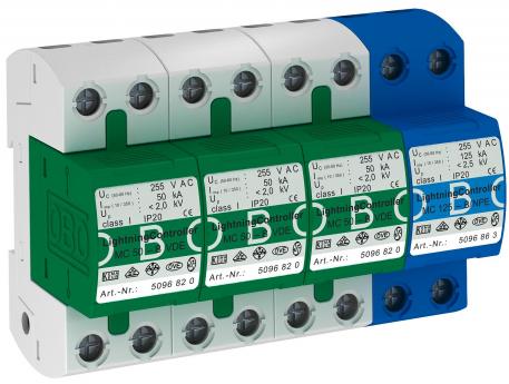 Descarregador de corrente de raio, 3 polos + NPE