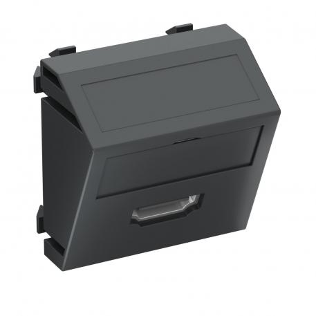 Suporte HDMI, 1 módulo, saída inclinada, com ligação roscada oblíquo |  | HDMI | cinzento escuro; RAL 7021