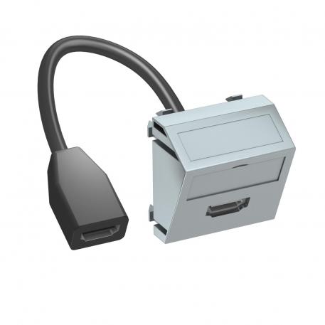 Suporte HDMI, 1 módulo, saída inclinada, com cabo de ligação  |  | HDMI | alumínio lacado