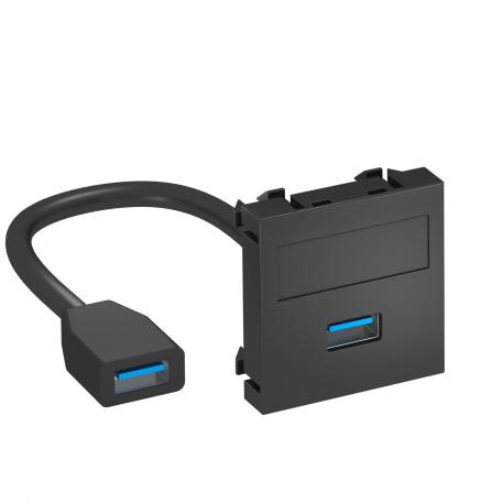 Porta USB 2.0/3.0, 1 módulo, saída plana, com cabo de ligação reta |  | USB | cinzento escuro; RAL 7021