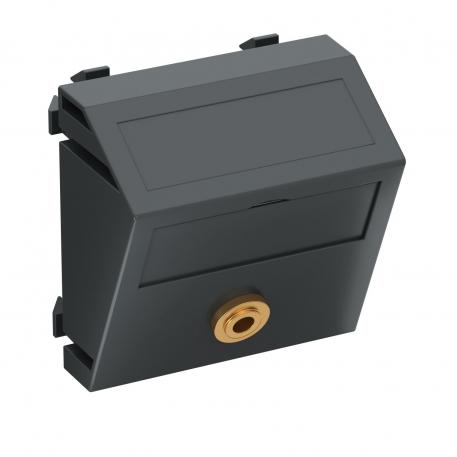 Ligação mini jack, 1 módulo, saída inclinada, com ligação soldada oblíquo |  | Ligação TRS | cinzento escuro; RAL 7021