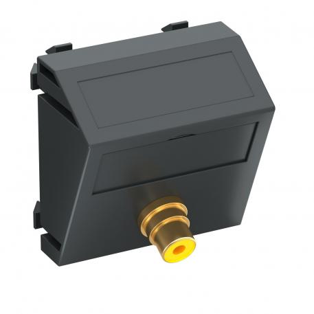 Suporte RCA Vídeo, 1 módulo, saída inclinada, com união 1:1, cinzento antracite oblíquo |  | RCA | cinzento escuro; RAL 7021