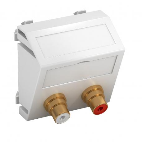 Suporte RCA áudio, 1 módulo, saída inclinada, com união 1:1