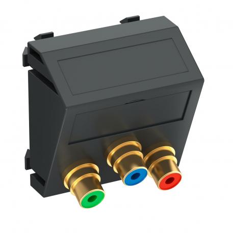 Suporte component Video, 1 módulo, saída inclinada, com união 1:1, cinzento antracite oblíquo |  | RCA | cinzento escuro; RAL 7021