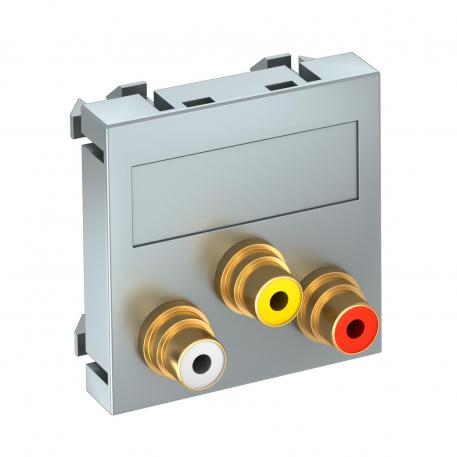 Suporte RCA áudio/vídeo, 1 módulo, saída plana, com união 1:1, alumínio lacado  |  | RCA | alumínio lacado