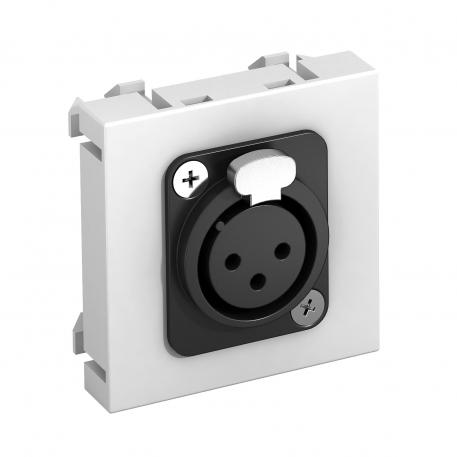 Suporte XLR, 1 módulo, saída plana, tomada 3 polos, com ligação soldada