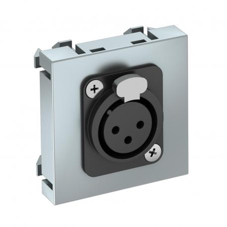 Suporte XLR, 1 módulo, saída plana, tomada 3 polos, com ligação soldada, alumínio lacado  |  | XLR | alumínio lacado