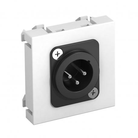 Suporte XLR, 1 módulo, saída plana, ficha 3 polos, com ligação soldada