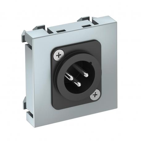 Suporte XLR, 1 módulo, saída plana, ficha 3 polos, com ligação soldada, alumínio lacado  |  | XLR | alumínio lacado