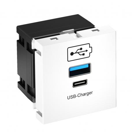 Carregador USB branco puro; RAL 9010