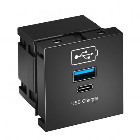 Carregador USB cinzento escuro; RAL 7021