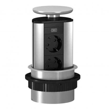 Deskbox DBV, 2 Tomadas Tampa em aço inoxidável