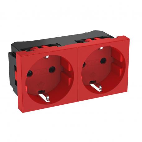 0° socket, protective contact, double 2 | 2 x 0° | vermelho; RAL 3001