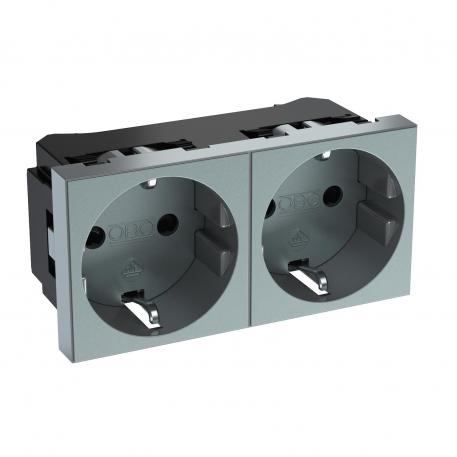 0° socket, protective contact, double 2 | 2 x 0° | alumínio lacado