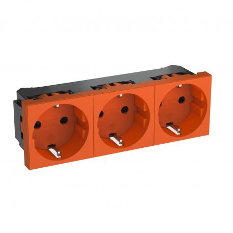 0° socket, protective contact, triple 3 | 3 x 0° | cor de laranja; RAL 2004