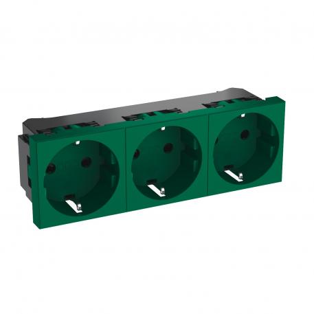 0° socket, protective contact, triple 3 | 3 x 0° | verde; RAL 6029