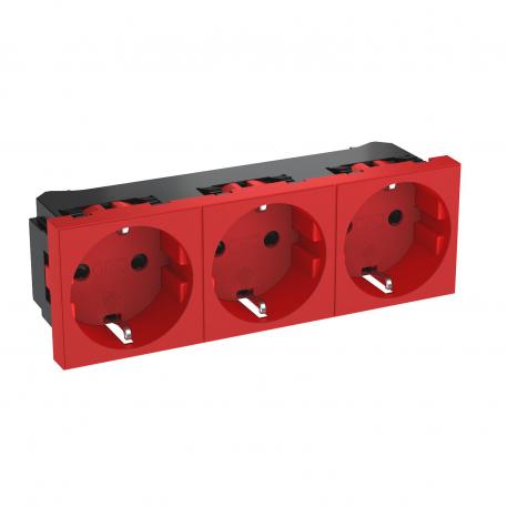 0° socket, protective contact, triple 3 | 3 x 0° | vermelho; RAL 3001