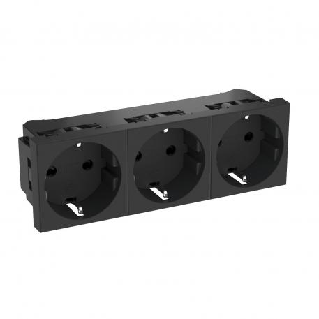 0° socket, protective contact, triple 3 | 3 x 0° | cinzento escuro; RAL 7021