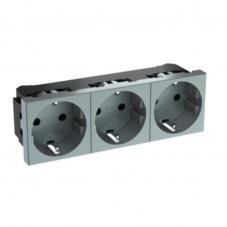 0° socket, protective contact, triple 3 | 3 x 0° | alumínio lacado