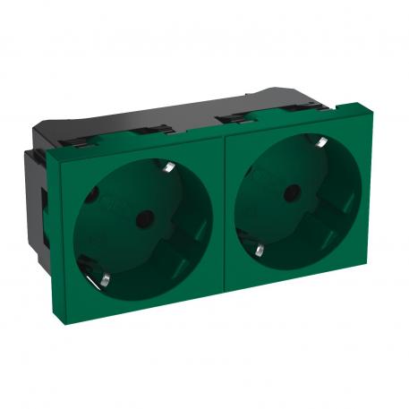 33° socket, protective contact, double 2 | Dupla 33° | verde; RAL 6029