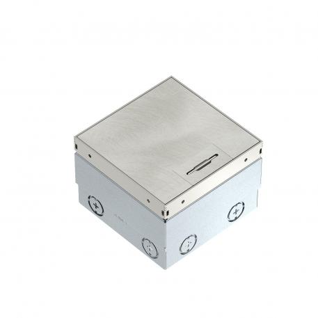 Tomada de piso UDHOME2, com saída para cabo, sem recorte para revestimento do piso, não equipada, aço inoxidável, tampa decorativa: cabelo de anjo