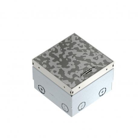 Tomada de piso UDHOME2, com saída para cabo, sem recorte para revestimento do piso, não equipada, aço inoxidável, placa decorativa: manchas