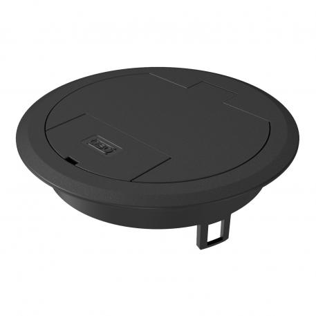 Tampa basculante com saída de cabos, GES R2 seco | Ferramenta | IP40 | até 500 N | preto; RAL 9011 | Poliamida